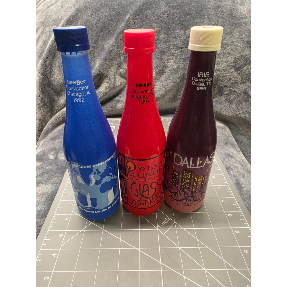 Vintage Owens-Illinois InterBev IBIE Convention Glass Bottles 1986 1992 1994 Set
